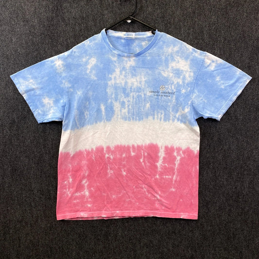 VTG Simply Southern Simple Is Better Adult Tie Dye T-Shirt Blue Pink Dogs Size L