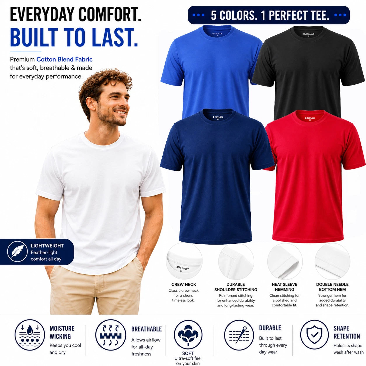 Mens Plain T shirts Blank Tee Value T-Shirt Cotton Blend  Short Sleeve New M-2XL