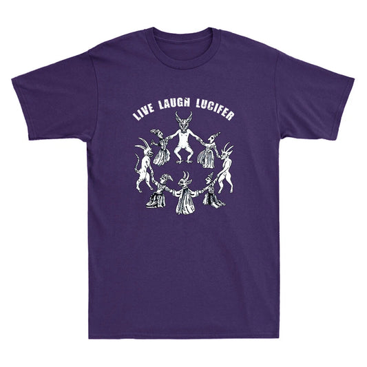Live Laugh Lucifer Horror Satan Satanic Demonc Devil Goat Vintage Men's T Shirt