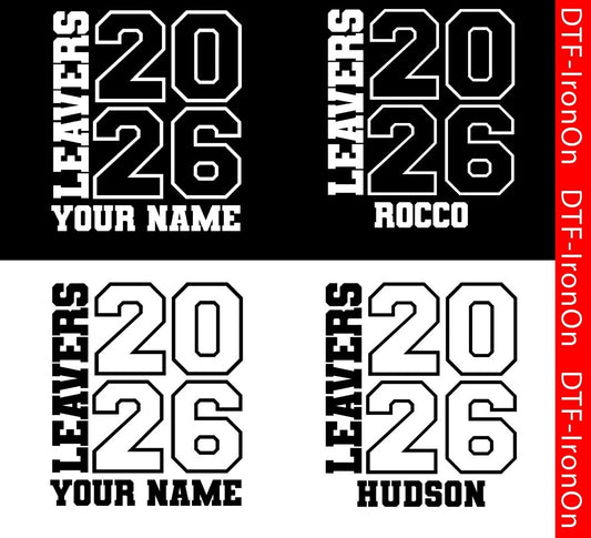 Personalised School Leavers Class Of 2026 DTF Iron On Heat Transfer Boys Girls