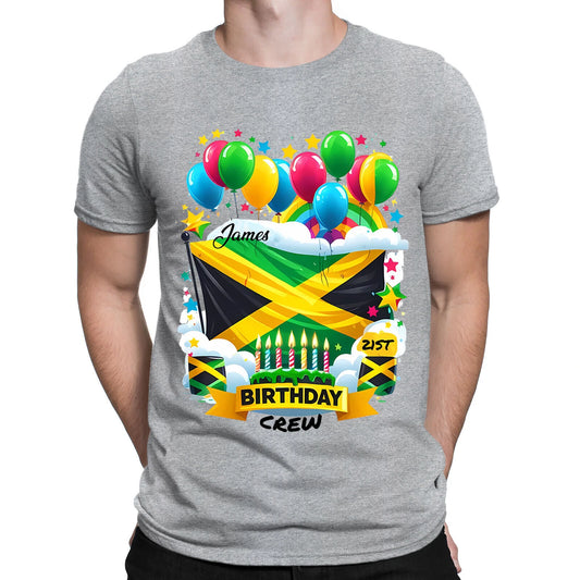Personalised Your Name Age Jamaica Birthday Party Jamaican Mens T-Shirts Top#DNE