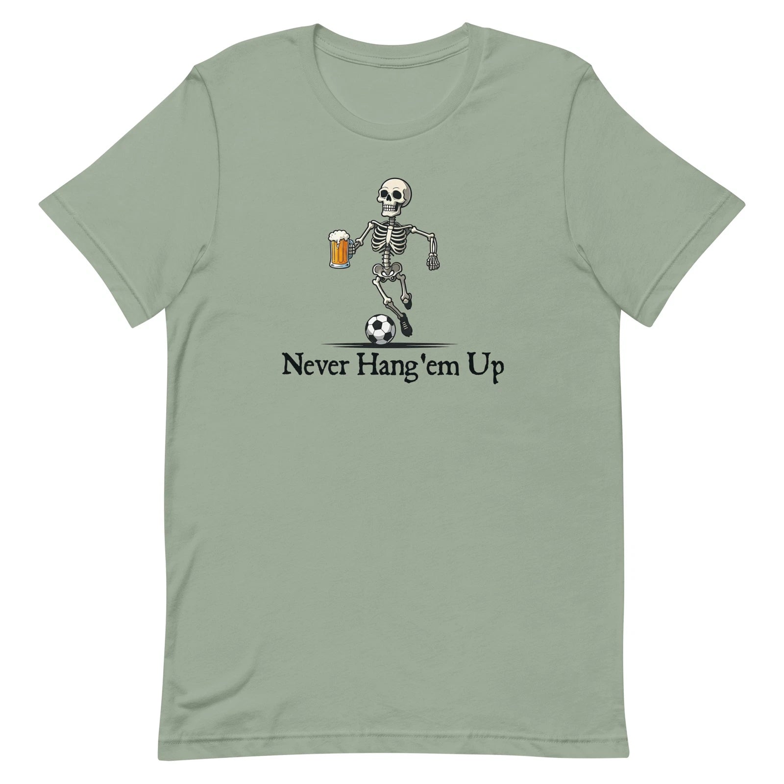 New Never Hang'em Up Adult O30 O40 O50 Soccer T-shirt