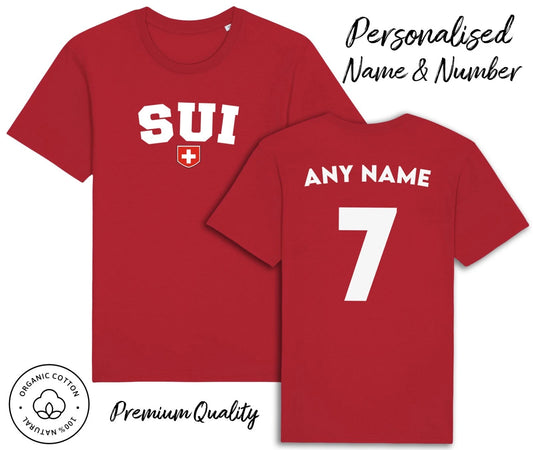 Switzerland T-Shirt Personalised Name & No World Cup 2026 Kit Football Euro