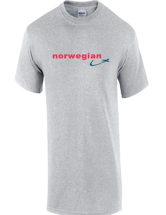 Norwegian Air Red Blue Logo European Airline Aviation Sport Gray Cotton T-Shirt