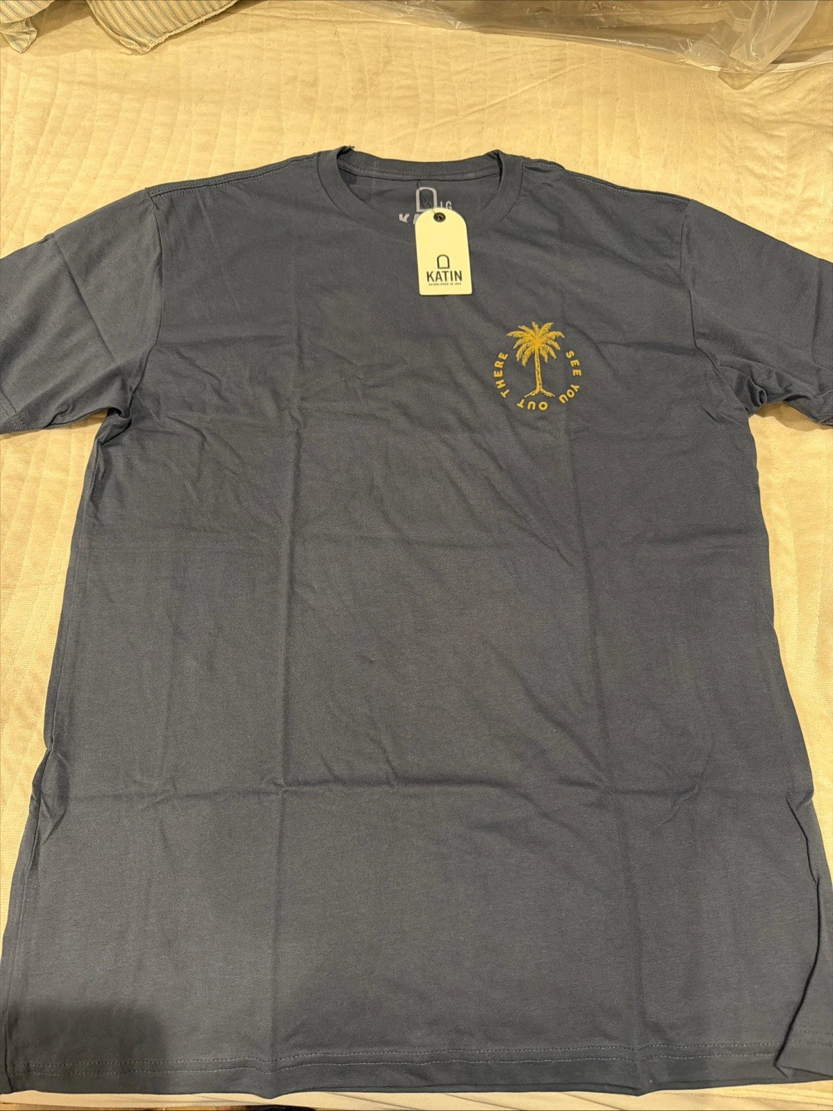 Katin Size Large Blue Cotton Tee Shirt Short Sleeve