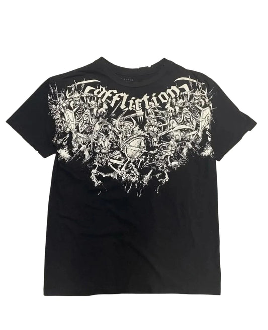 Y2k 2000s Vintage Medium Affliction Black T-shirt Skull Design