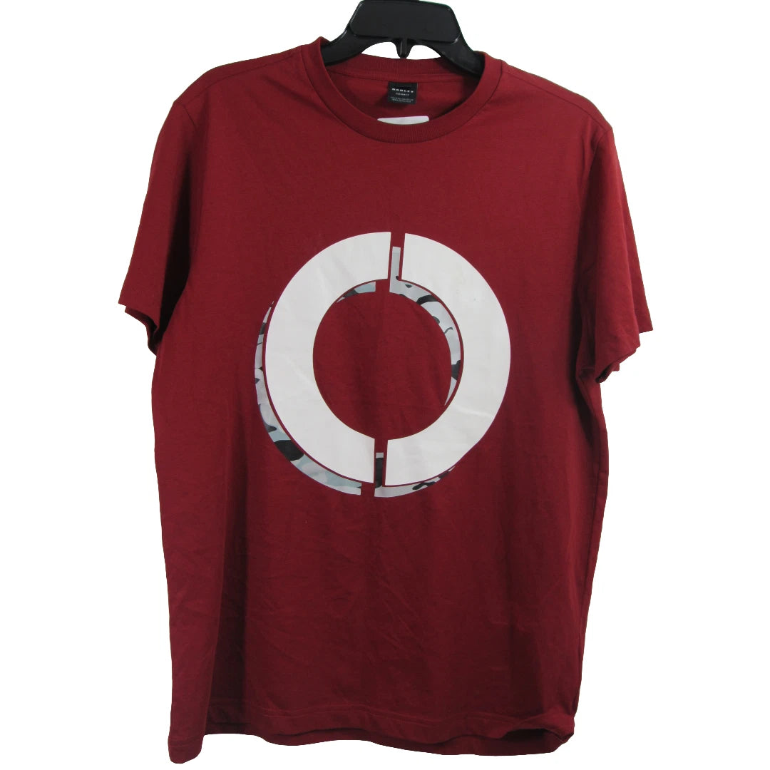 Oakley Custom Fit T-Shirt Mens Size M Burgundy Graphic Tee Short Sleeve Pullover