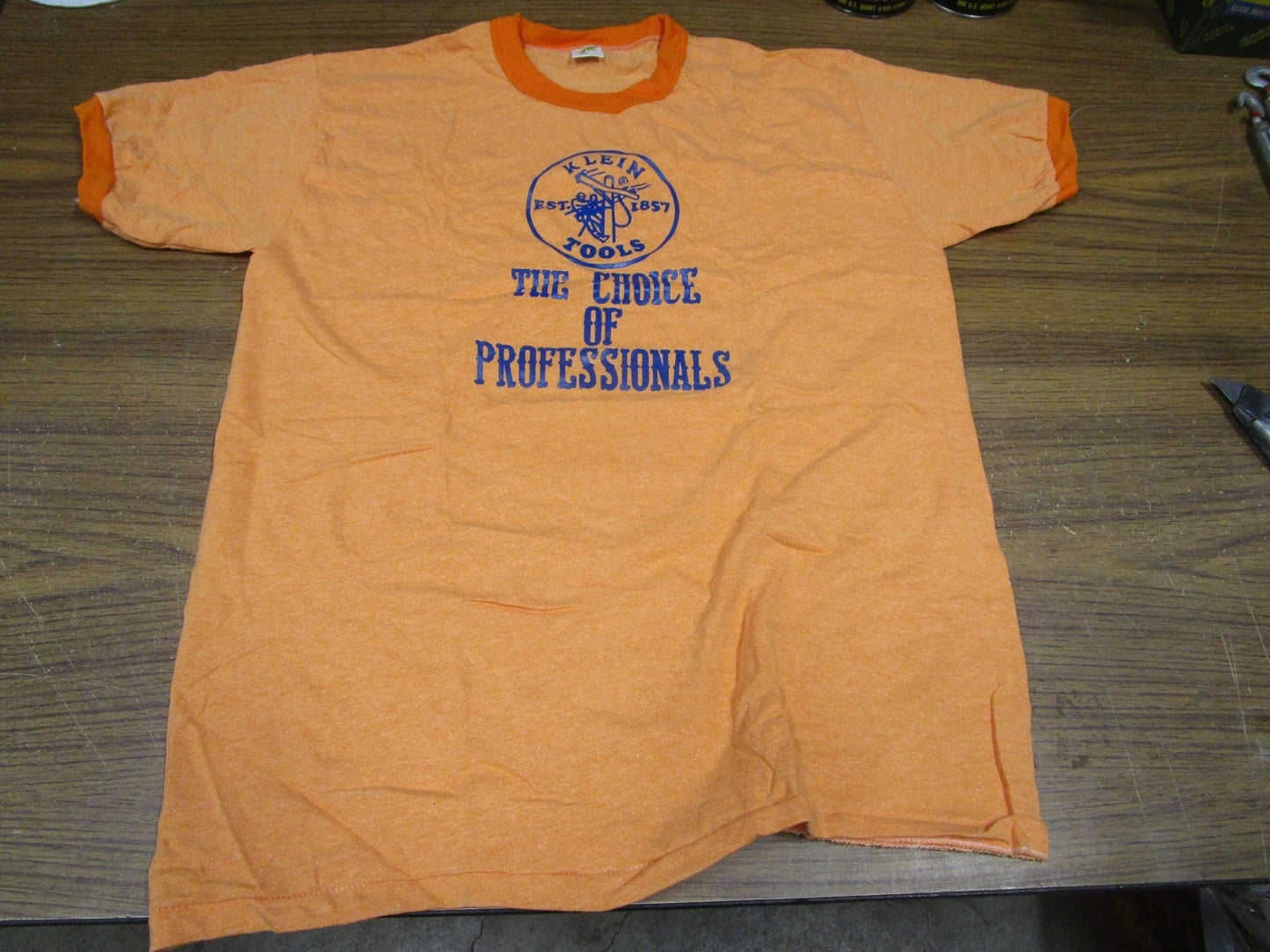 NOS Vintage Klein Tools Tool Co. Advertising Tee Shirt Russell Athletic USA Med.