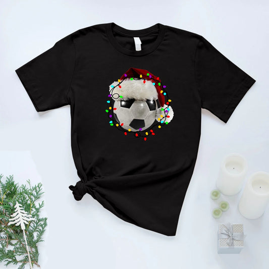 Football Christmas T Shirt Printed Soccer Xmas Football Fan Christmas Gift Tee
