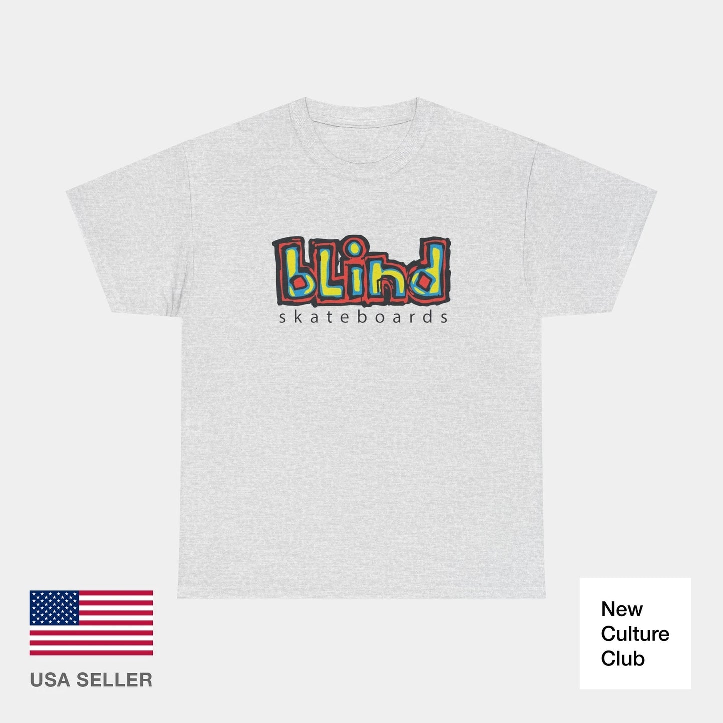 blind skateboards Vintage Logo v1 Yellow Gonz Retro Classic Skate TShirt Print