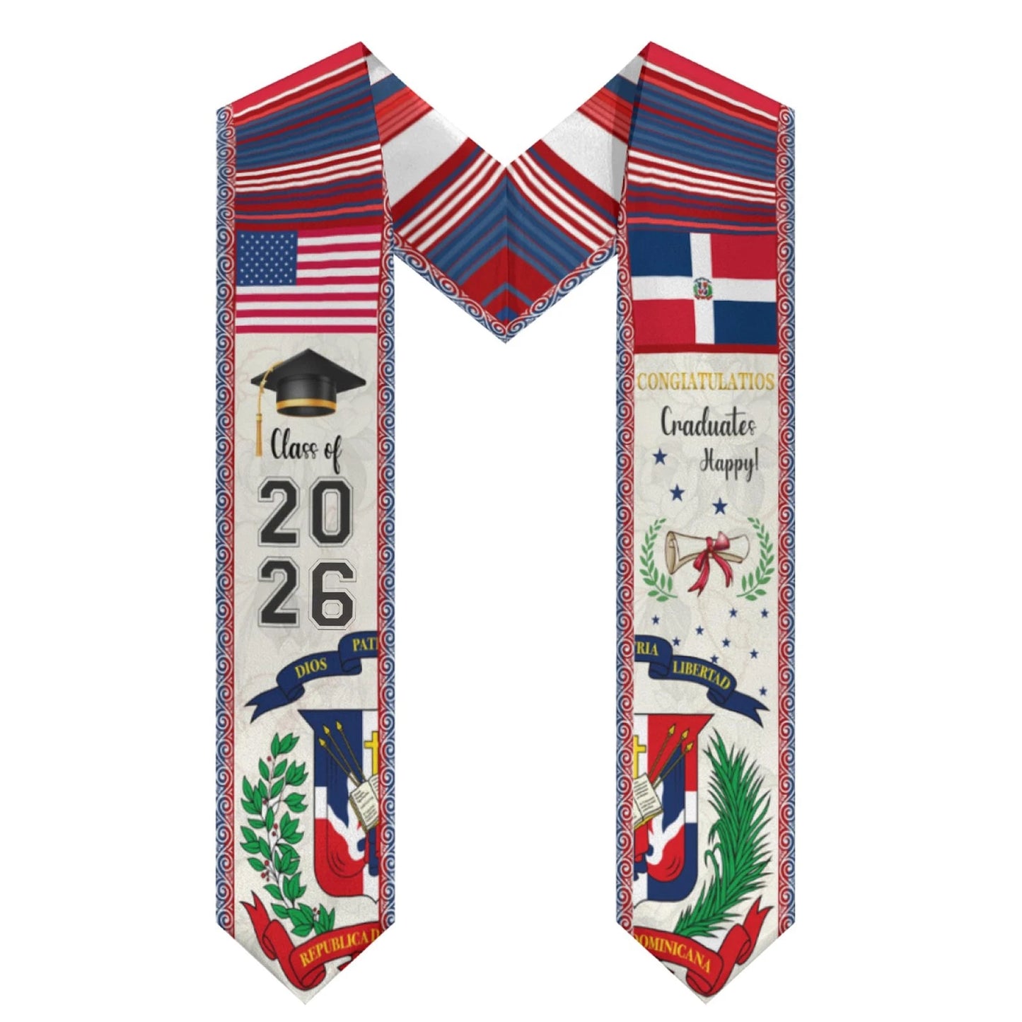 Dominican Republic Graduation Sash, Dominican Republic American Flag Graduati...