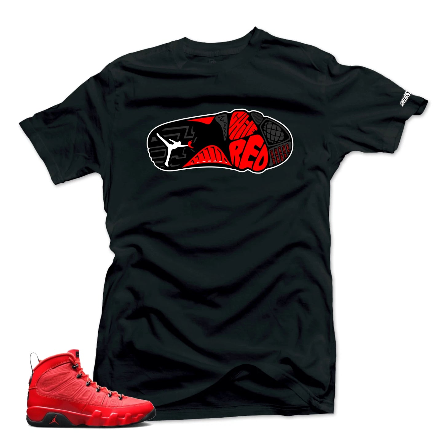 Shirt To Match Jordan 9 Chile Red Shoes-Chile Red Sole Tees