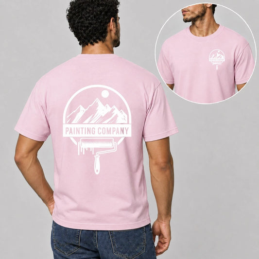 Mens Personalised Work T Shirt Custom Company Logo Trade Uniform Painter Plumber