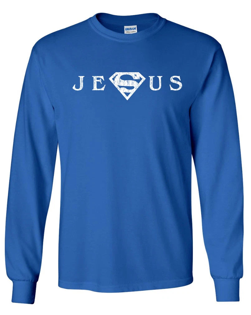 JESUS Superman Long Sleeve T-shirt  - Christian Church God