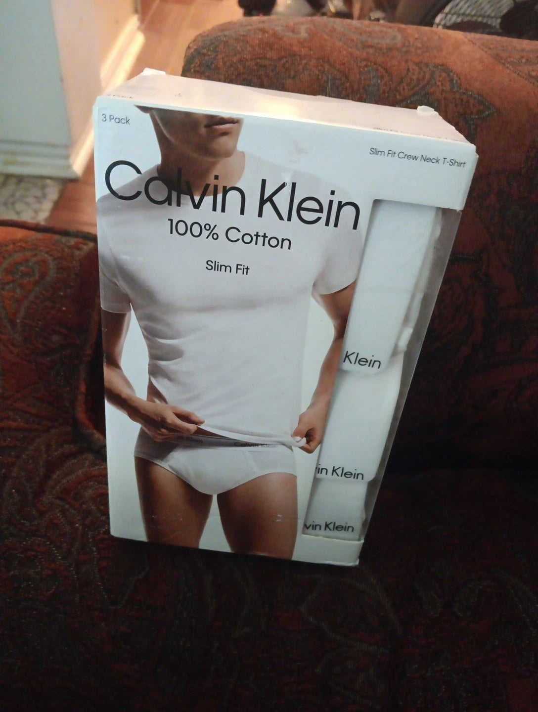 Calvin Klein Men White 3-Pack  Slim Fit Crew Neck T-Shirt NB4013 Lg