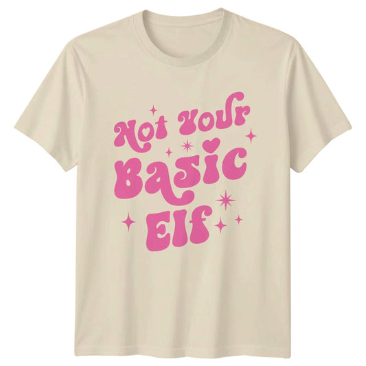 Not Your Basic Elf Christmas Holidays Mens T-Shirt Womens Tee Graphic Top -a