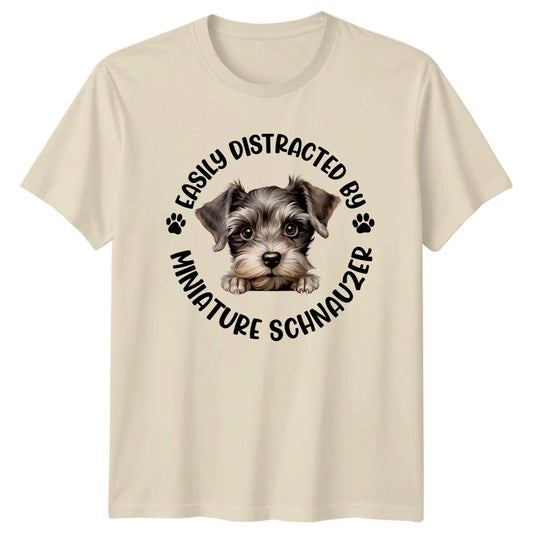 Easily Distracted By Miniature Schnauzer Mens T-Shirt Womens Tee Graphic Top