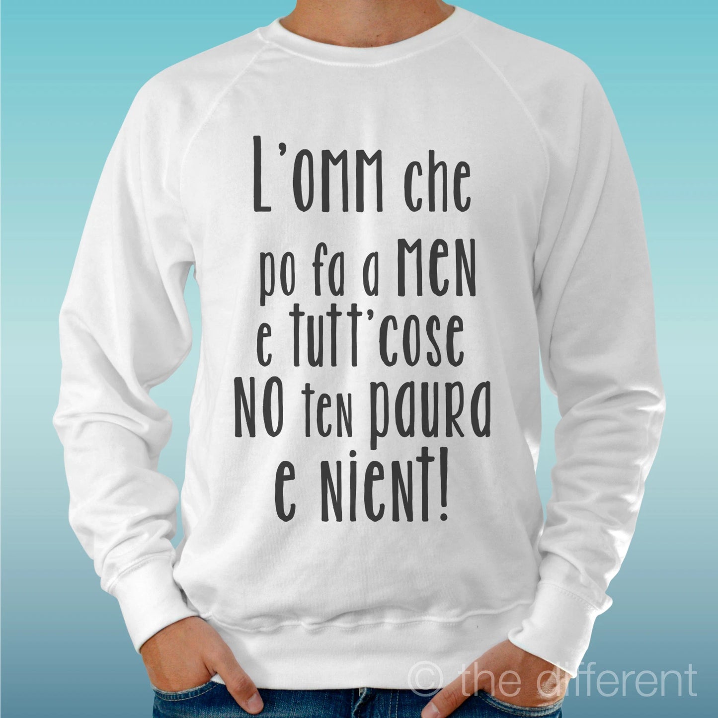 Felpa Man Light Sweater White Sentence Gomorra L' Omm Che Po Fa To Men & Tutt