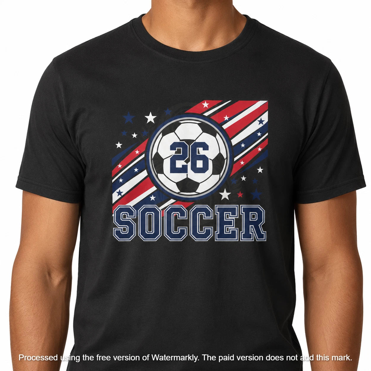 Soccer 26 Patriotic USA Flag Graphic T Shirt Youth Adult Sports Fan Tee