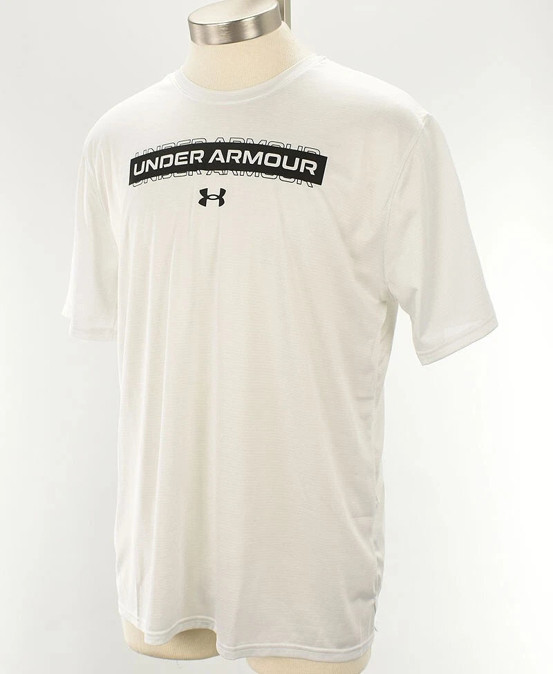 UNDER ARMOUR Mens White Performance Graphic Lightweight Training T Shirt L NWT