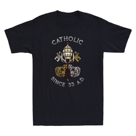 Roman Catholic since 33 AD Church Holy See Vintage Men's Short Sleeve T-Shirt