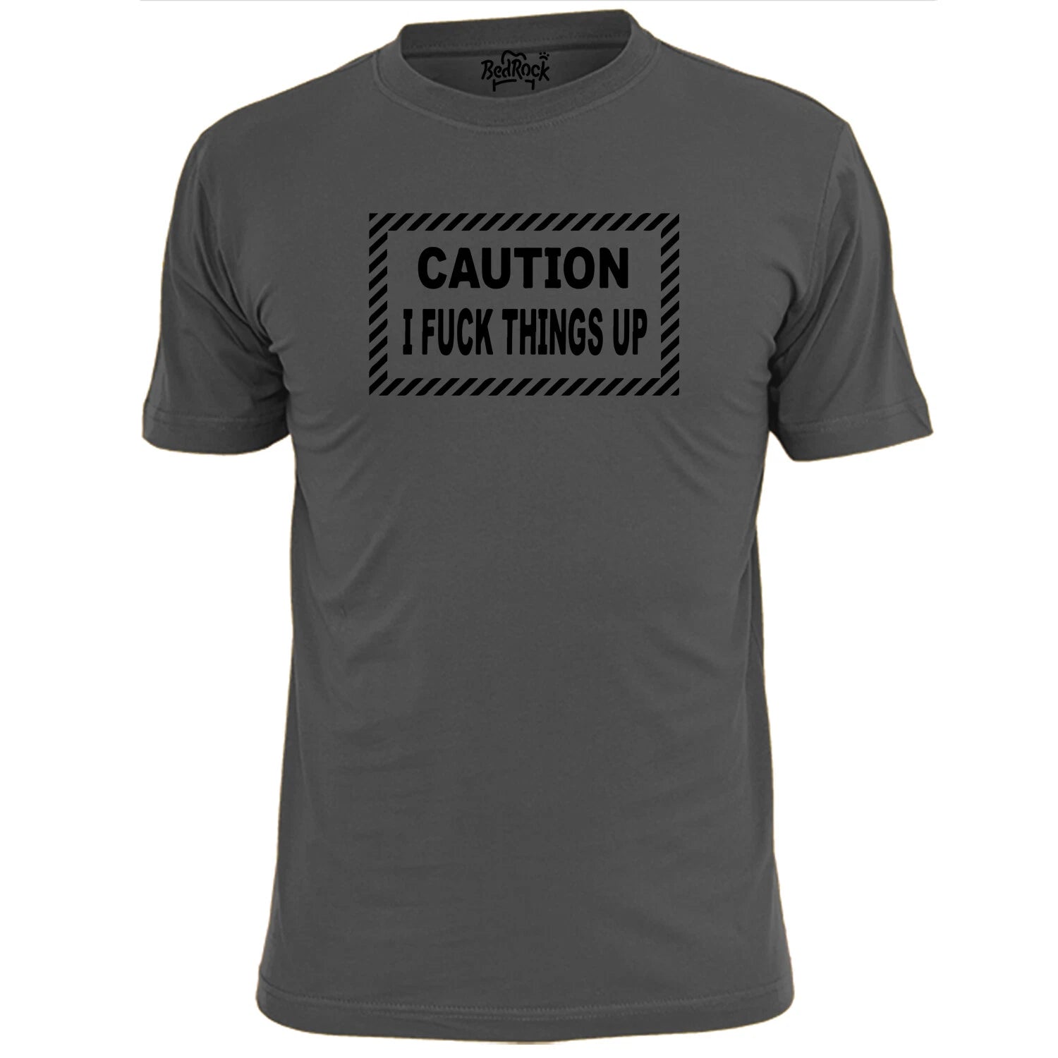 Mens Caution I F--k Things Up Funny Rude T Shirt