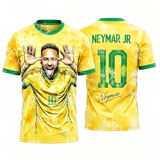 Brazil World Cup Football T-Shirts 2026 Neymar Tees Polyester Breathable