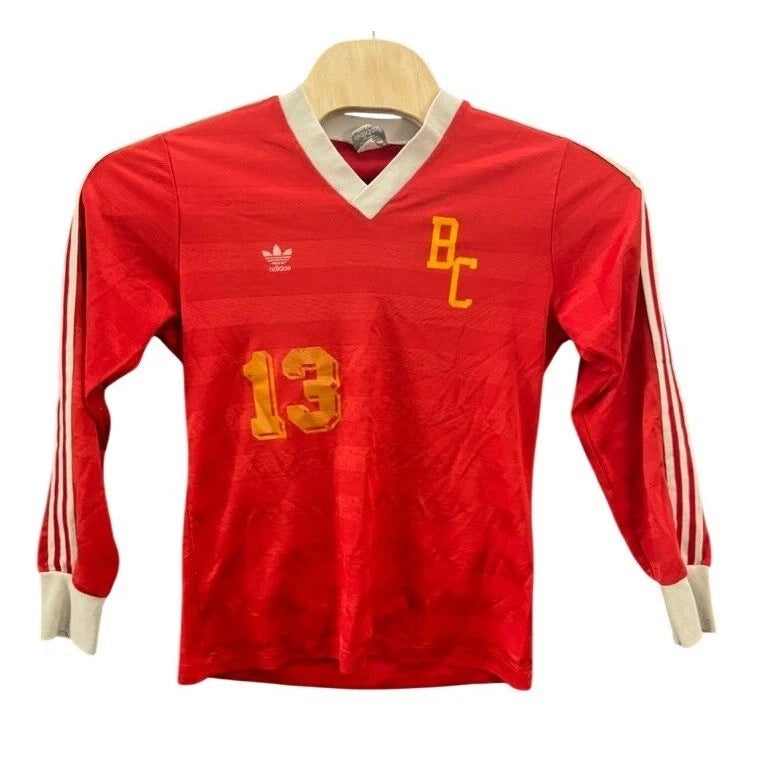 Vintage Adidas 80s Made in USA Soccer Jersey Red Long Sleeve BC 13 Trefoil S