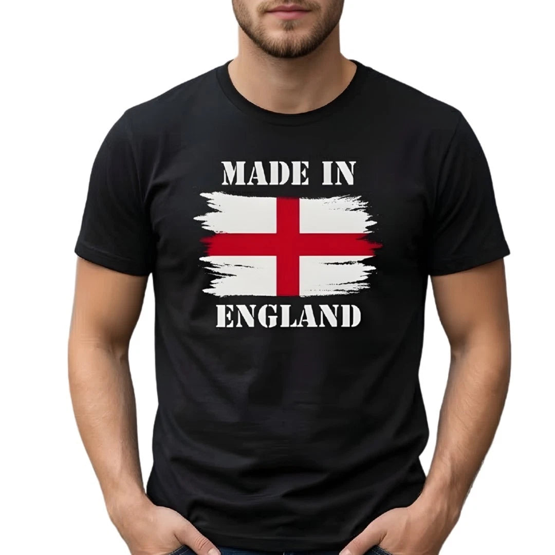 Men's England Flag T-Shirt Made in England St George Cross Graphic Tee Patrio