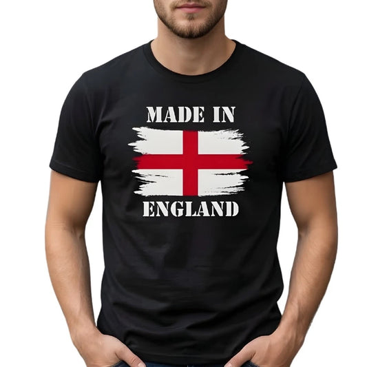 Men's England Flag T-Shirt Made in England St George Cross Graphic Tee Patrio