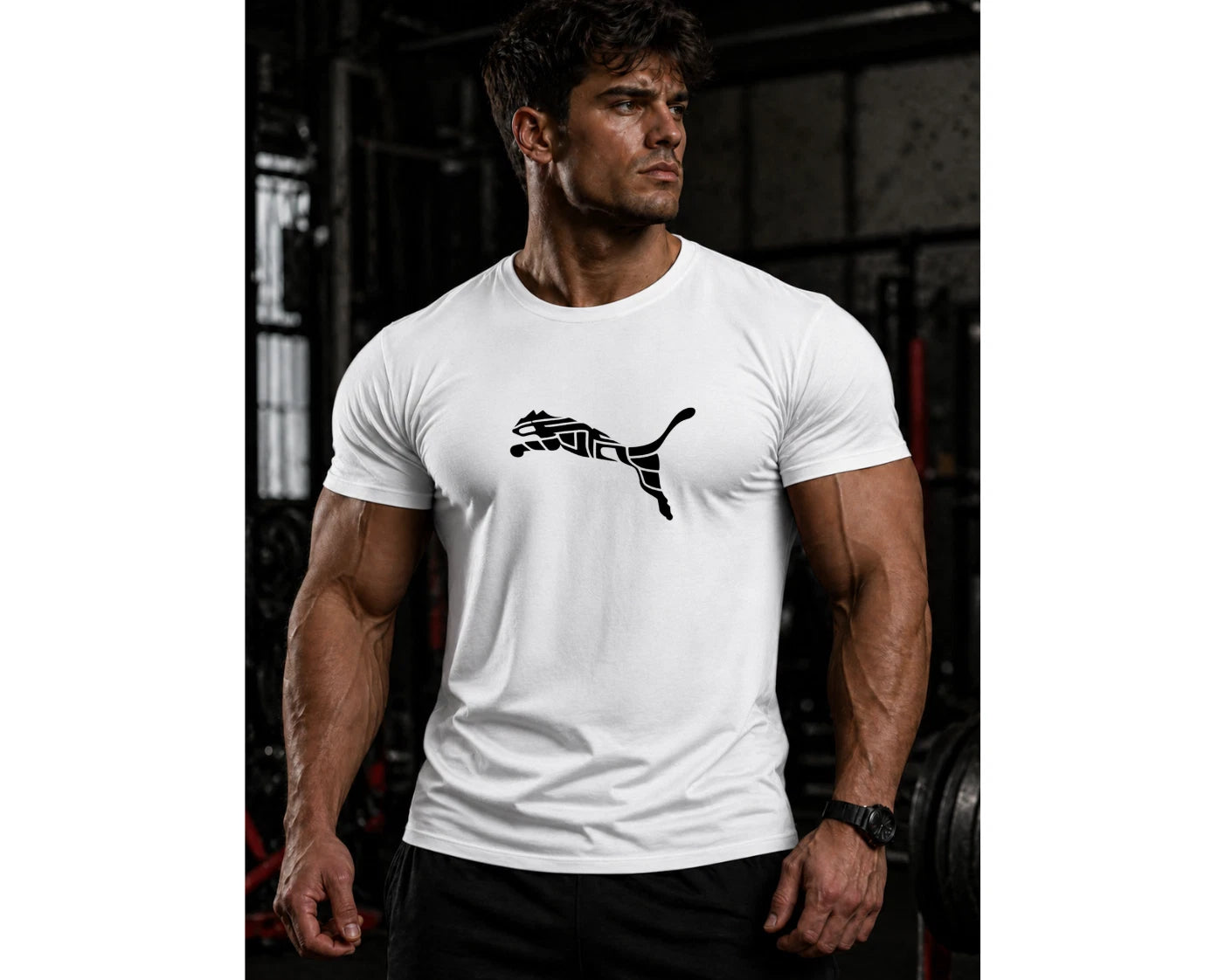 Men’s Y2K Leopard Graphic T-Shirt Oversized Streetwear Casual Fitness Tee