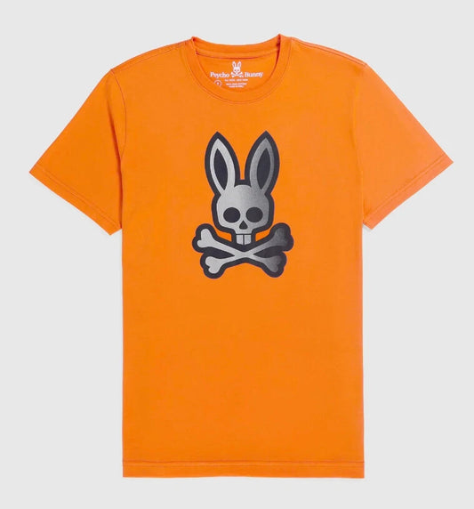 Psycho Bunny Men's Orange Peel Copa Bunny Graphic Crew-Neck Short Sleeve T-Shirt