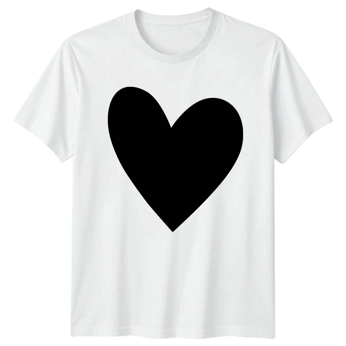 Love Simple Black Heart Design T-Shirt Minimalist Graphic Valentines Day