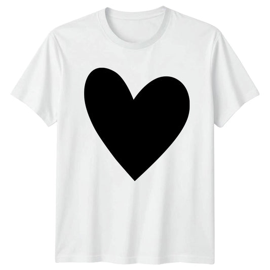 Love Simple Black Heart Design T-Shirt Minimalist Graphic Valentines Day