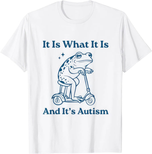 It Is What It Is Autism Awareness Frog Retro Funny Graphic T Shirt