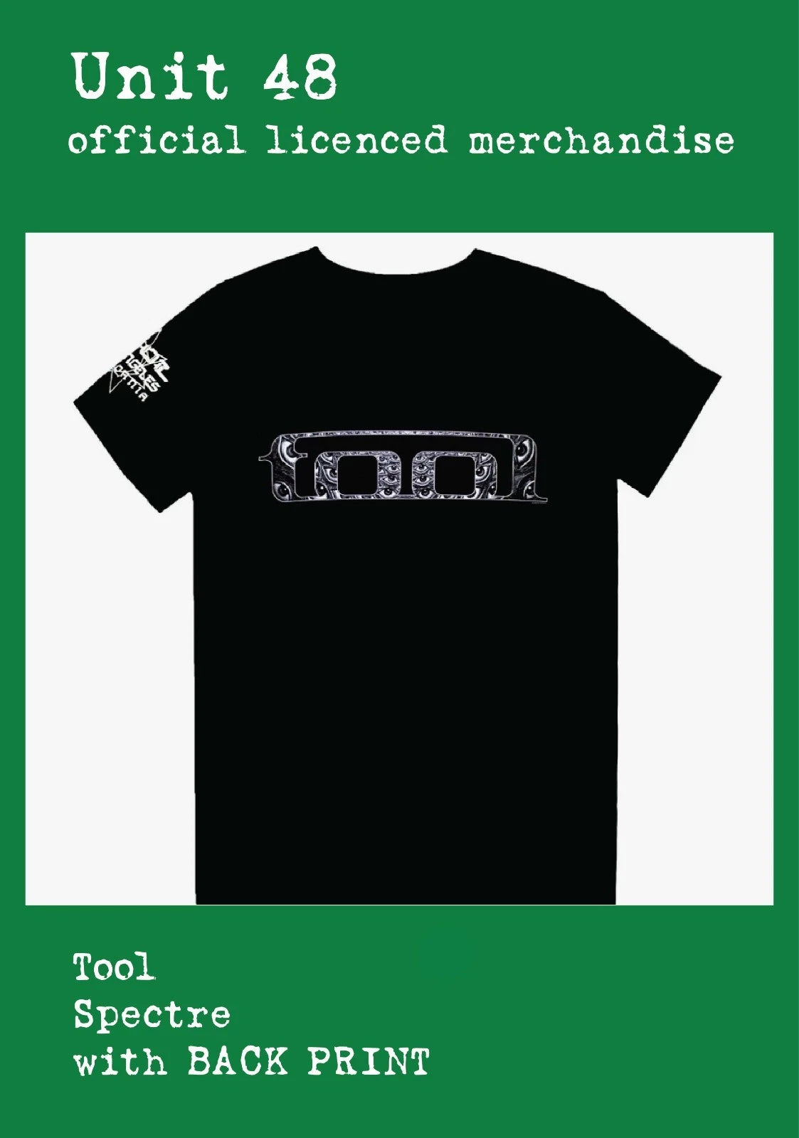Tool - Spectre- Black T-Shirt with BACK PRINT Official Licenced Merchandise