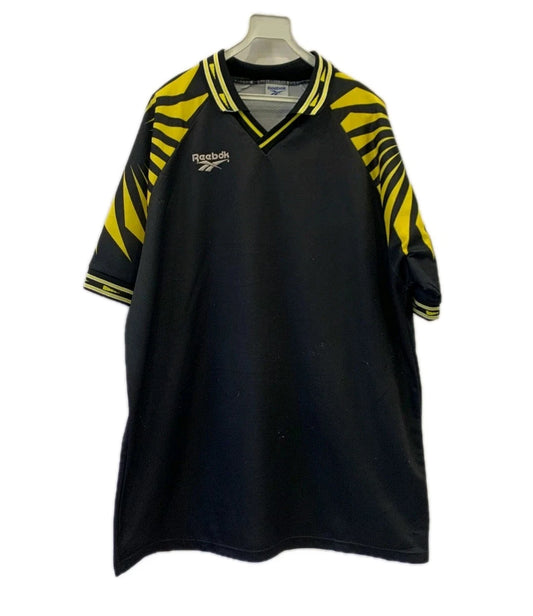 Vtg Reebok 90s Jersey Men’s XL Black Yellow Graphic Soccer Sport Shirt XL #225
