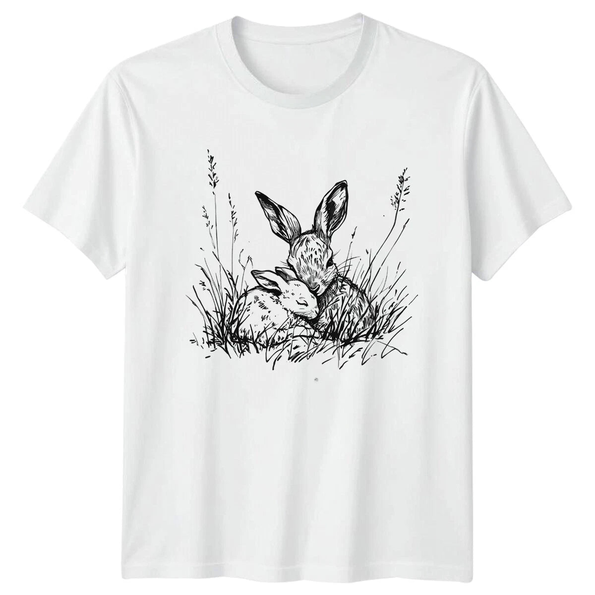 Rabbits Bunny Animals Mens T-Shirt Womens Tee Graphic Unisex Top Nature Lover