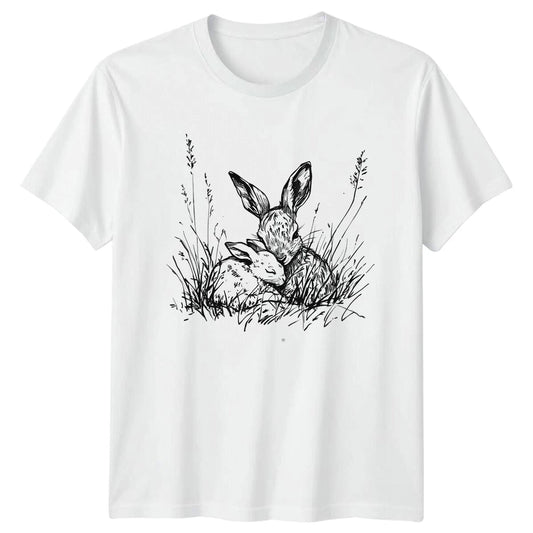 Rabbits Bunny Animals Mens T-Shirt Womens Tee Graphic Unisex Top Nature Lover