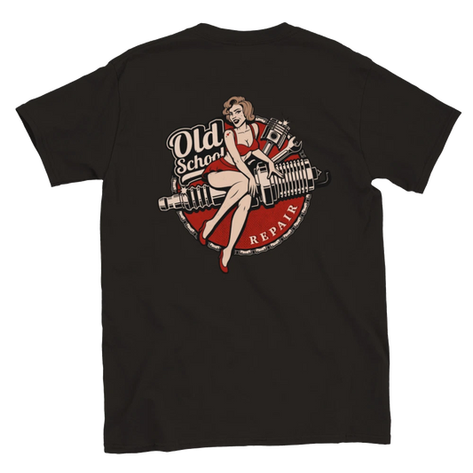 Old School Repair - Hot Rod - Back Print - Classic Unisex Crewneck T-shirt