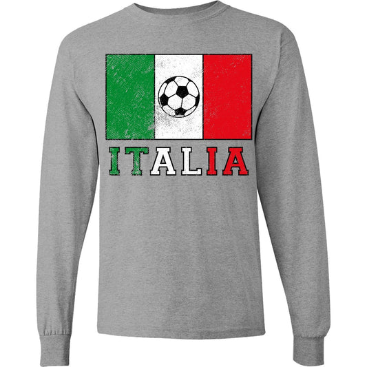 Inktastic Italian Soccer Long Sleeve T-Shirt Pinkinkart Flag Futbol Italia Italy