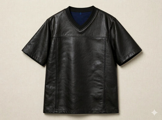 Custom Men’s Faux Leather Basketball Shirt | Sports Jersey Tee