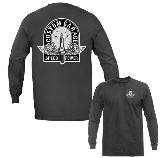 Custom Garage Bikers Vintage Classic Custom Motorcycle Graphic Long Sleeve