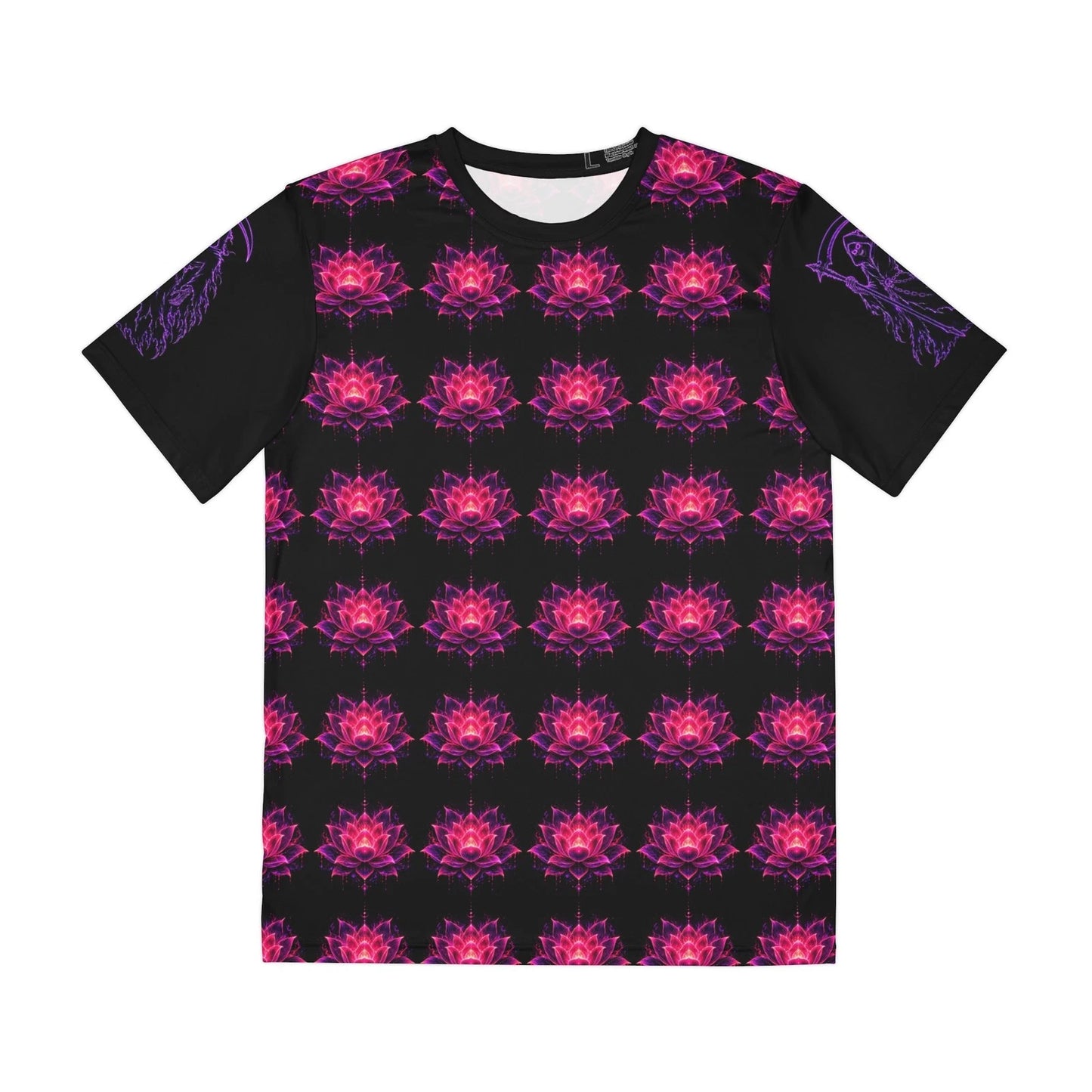 Neon Lotus Pattern Tee | Floral Geometric All-Over Print