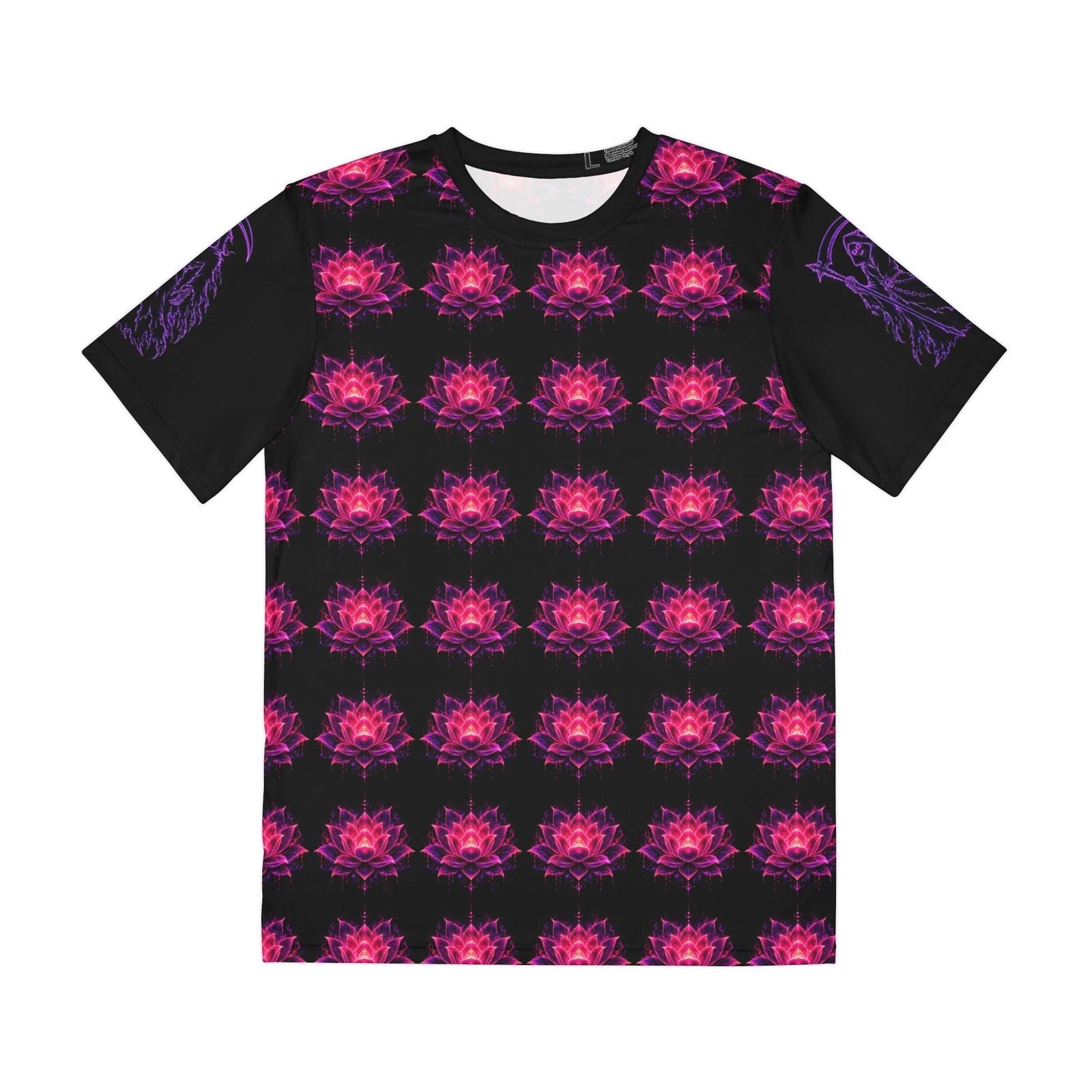 Neon Lotus Pattern Tee | Floral Geometric All-Over Print