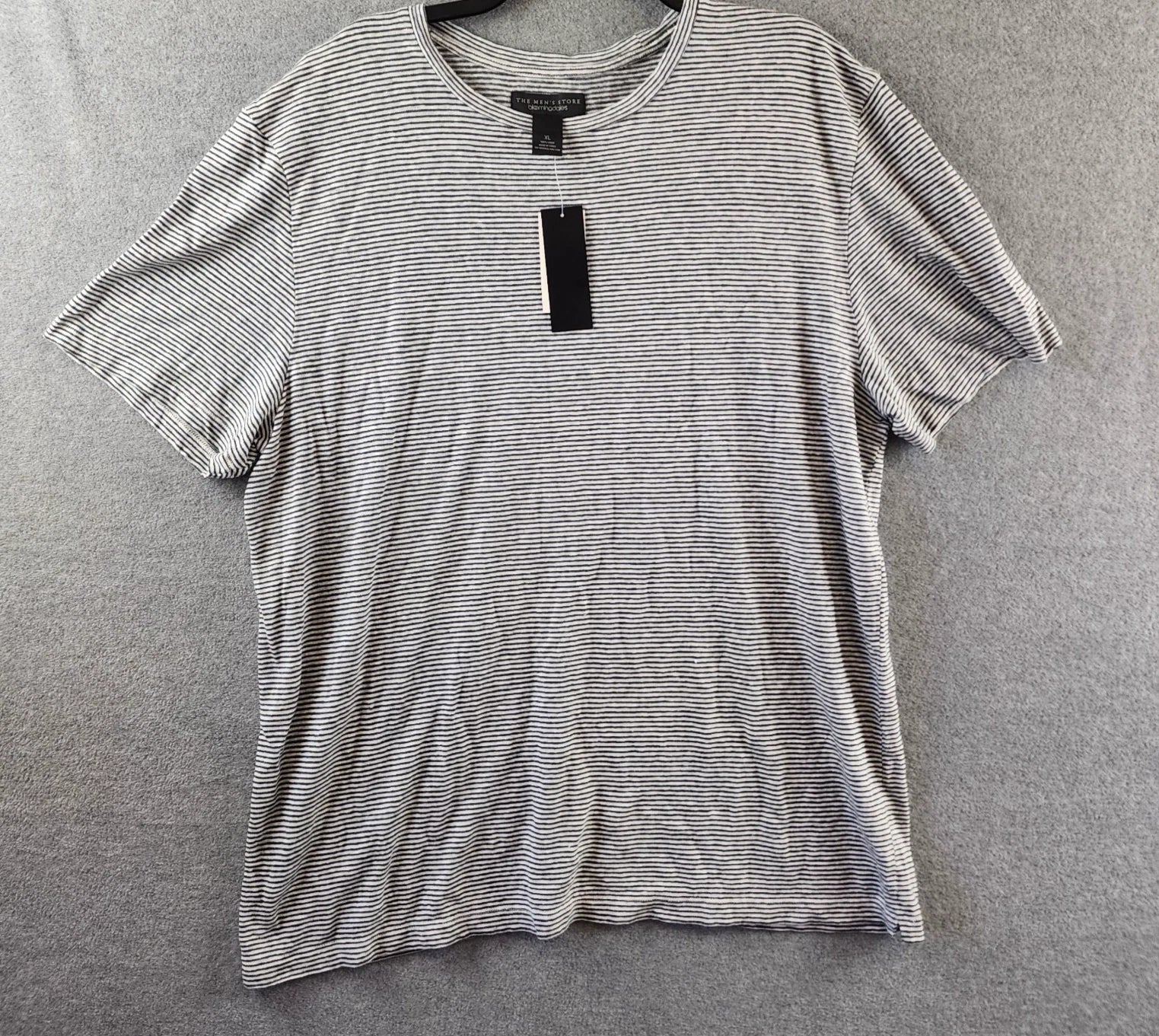 The Men's Store at Bloomingdale's Striped Linen Tee XL Dark Slate Pullover S/S