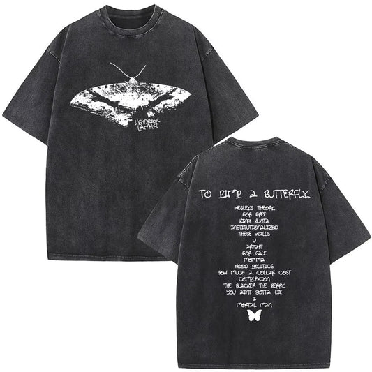 Kendrick Lamar Graphic T Shirt Washed Black Oversized Y2K Rap Tee Mens Top