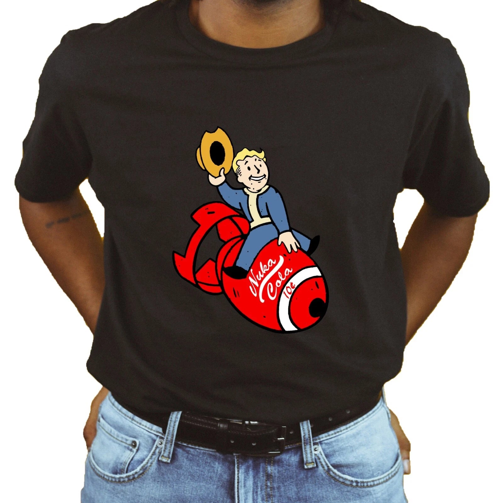 Unisex T-Shirt - Nuka Cola Cowboy - Shelter Vault Tech Rocket Gaming Drink Boy