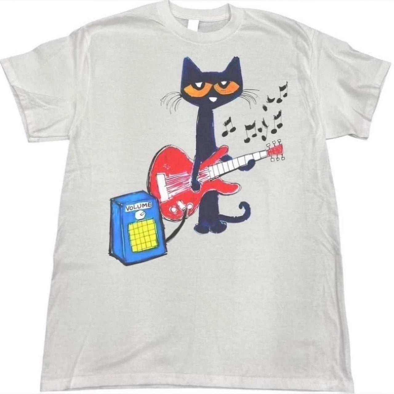 Vintage Style Y2K Pete The Cat Playing Guitar Graphic Reprint T-shirt Gift