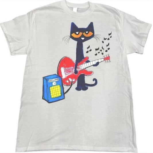Vintage Style Y2K Pete The Cat Playing Guitar Graphic Reprint T-shirt Gift